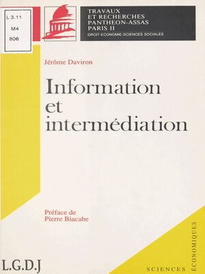 cover image of Information et Intermédiation